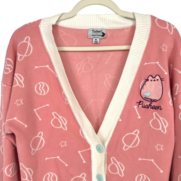 Pusheen Unique Vintage Pusheen The Cat Cardigan Pink Size Medium - Picture 3 of 10